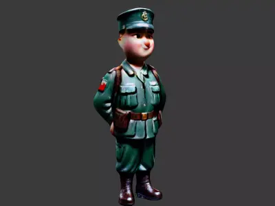 World War II Dirty Soldier Low-poly 3D model
