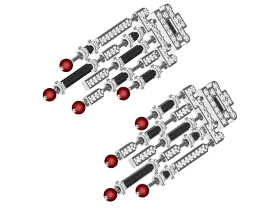 Antique Black Onyx Ruby Pearl Drop Earring 3D print model