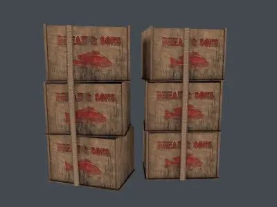 Fish Crate Low-poly 3D model