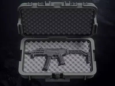 CS-34 SMG With Hands And Weapon Case Low-poly 3D model