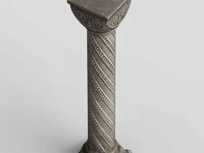 Romanesque stone column Low-poly 3D model