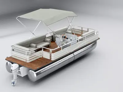 Pontoon Boat Short Low-poly 3D model