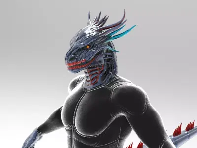 Dragon CyberPunk  Low-poly 3D model