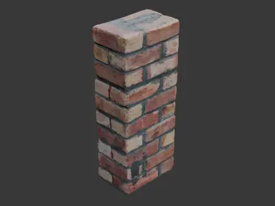 Brick Column Scan Low-poly 3D model