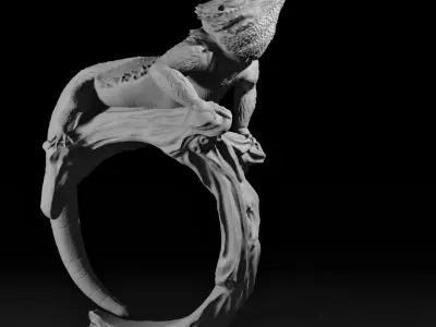 Bearded Dragon Ring - Reptile Pet Ring - 3D Print Jewelry 3D print model