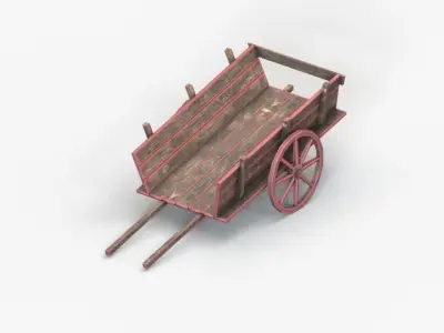 Cart Low Poly wooden Free low-poly 3D model