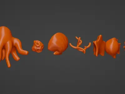 Set of 10 marine 3D icons Low-poly 3D model