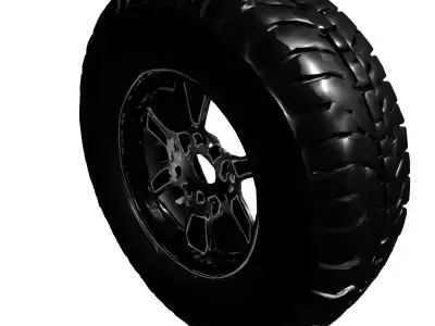 OffRoad Wheel AllTerrain Tire Low-poly 3D model