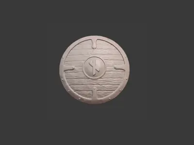 Scandinavian shield with rune Naudiz 3D print model