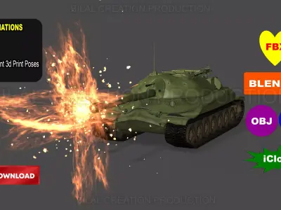 ANIMATED TANK Low-poly 3D model