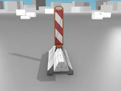 White and Red Road Traffic Barrier - Part 16 - Low-poly 3D model