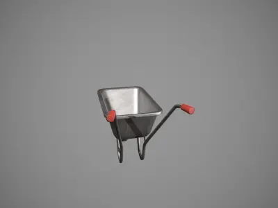 Metal - Red Wheelbarrow Low-poly 3D model