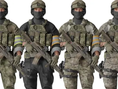 MILITARY Game Ready Character Russian Tactical Soldier Low-poly 3D model