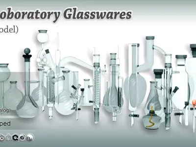 33 Laboratory glasswares 3D Model 3D model