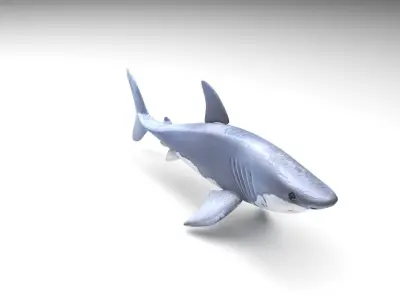 Animated and Rigged Swimming White Shark 3D model