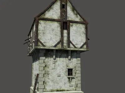 Medieval House Low-poly 3D model 21