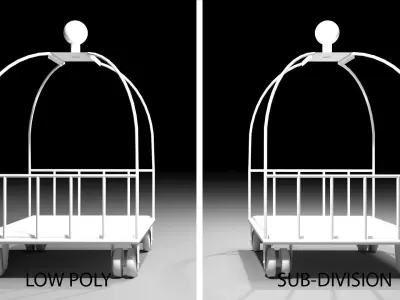 Trolley 3 golden cart with seat 3D model