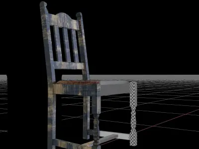 Old Chair Low-poly 3D model