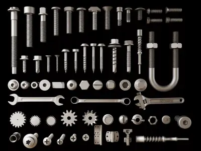 Industrial Fasteners Hardware And Mechanical Component Set 3D model