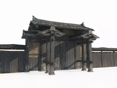 Asian Ancient Architecture Gate 3D model purchase