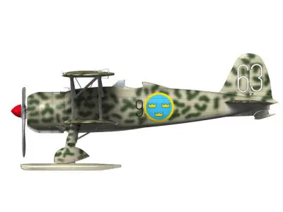 Fiat CR42 Falco Swedish Air Force 3D model
