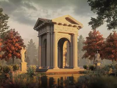 Arch gazebo portico Doric column  3D model