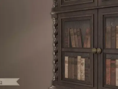 Book Shelf - Antique Book Shelf 3D Lowpoly model Low-poly 3D model