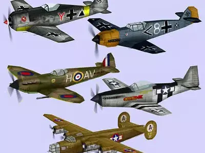 Classic World War II planes Low-poly 3D model
