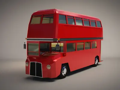 Low Poly Cartoon London Bus Low-poly 3D model