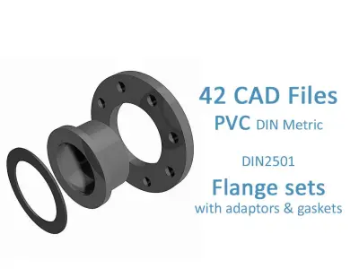 PVC Flange sets DIN2501 Loose Flanges - adaptors and gaskets Free 3D model