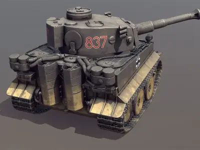 German Tiger I Tank Toon Low-poly 3D model