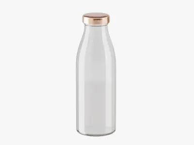 Empty Glass Milk Bottle 3D model
