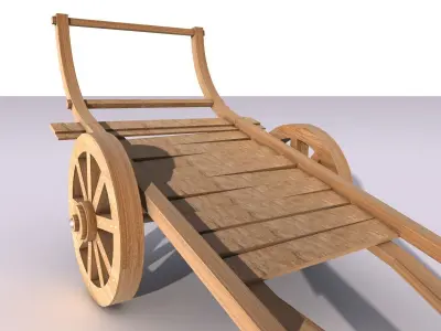 Low Poly Wooden Wagon Cart Chariot 3D model