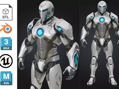 Futuristic Robot Android Low-poly 3D model
