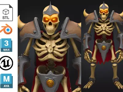 Skeleton Warrior Knight Fantasy Low-poly 3D model