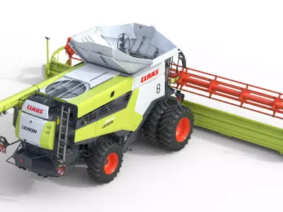 Claas Lexion Wheeled with CombineHarvester Low-poly 3D model