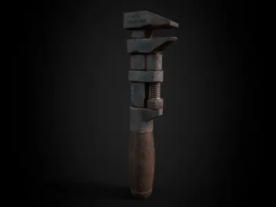 Antique Wrench - Prop Breakdown - Game Ready PBR 3D Model  Low-poly 3D model