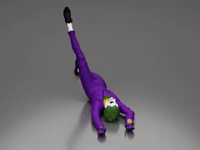 Joker sprawled laughing despite defeat plotting wicked trick 3D print model