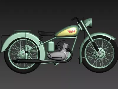 3D model of a vintage motorcycle Low-poly 3D model