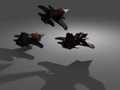 3D Low Poly Plane two fighter jets flying in air 3D model
