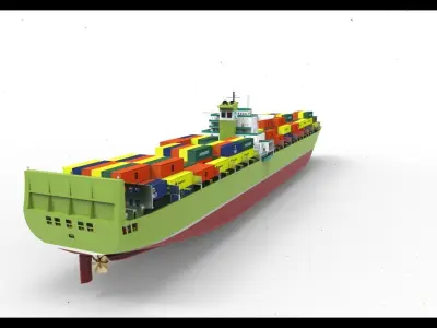 Super Container Ship green  3D model