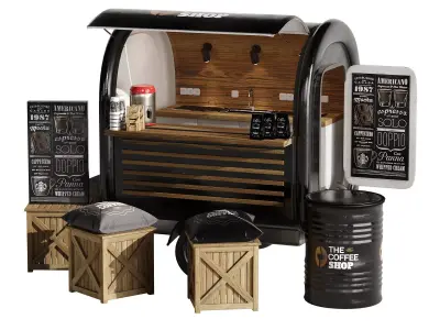 Foodtruck Coffee black set 2 3D model