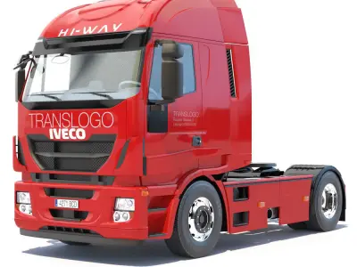 IVECO Hi-Way with Silo Trailer 3D model
