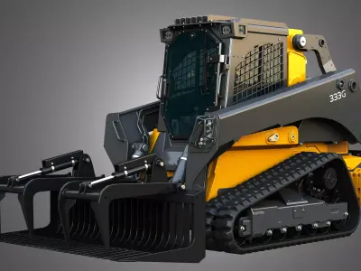 333G Compact Track Loader with Forestry Package - Rock Grapple 3D model