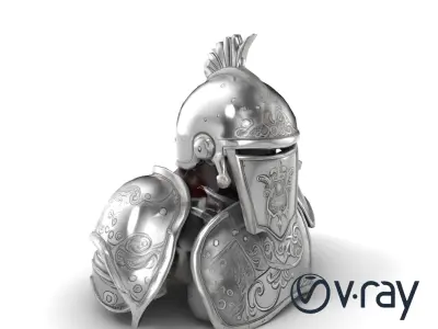 Medieval Knight Armor Polished Steel model pack Low-poly 3D model
