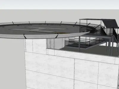 Helipad 3D model helicopter 3D model
