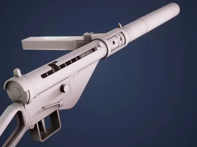 Sten MkII S suppressed submachine gun 3D model