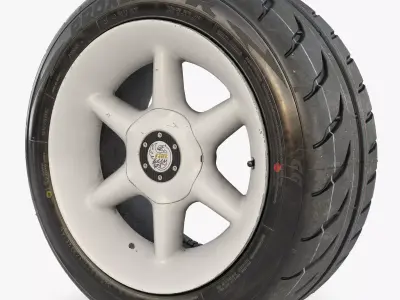 Rim RIAL RS85 and Tire TOYO Proxes R888 Low-poly 3D model