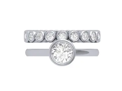 Solitair Ring Bridal Set 3D print model 45