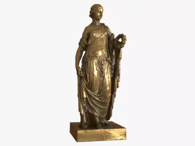 Roman Woman Statue - Gold Low-poly 3D model